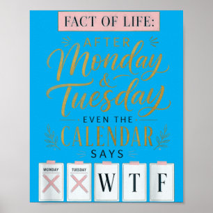 Poster Calendrier Faits de la vie dit quoi sur Terre Humo