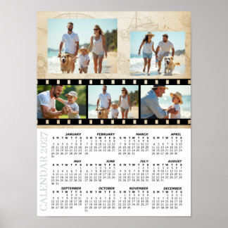 Poster Calendrier familial 2027, Vintage, Industriel