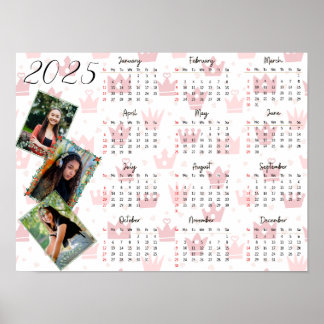 Poster Calendrier familial personnalisé 2025 avec 3 photo