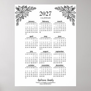 Poster Calendrier familial personnalisé Fleur sauvage 202