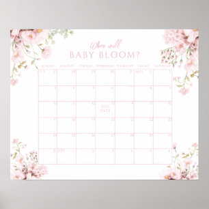 Poster Calendrier Fleur Rose Quand la Petite Fille Fleuri