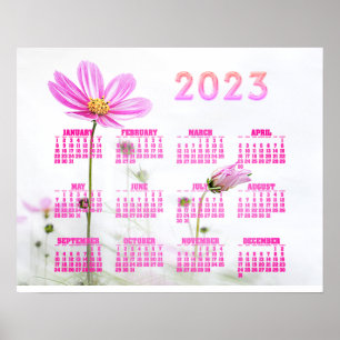 Poster Calendrier Fleur sauvage rose 2023