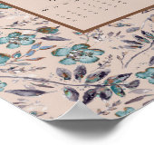 Poster Calendrier Fleurs Bleu-vert 2026 (Coin)