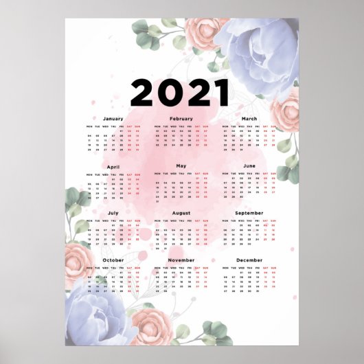 Poster Calendrier floral 2021 (Devant)