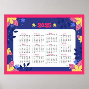 Poster Calendrier Floral 2025