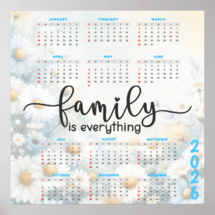 Poster Calendrier floral 2026 avec citation