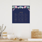 Poster Calendrier floral aquarelle moderne 2018 (Cuisine)