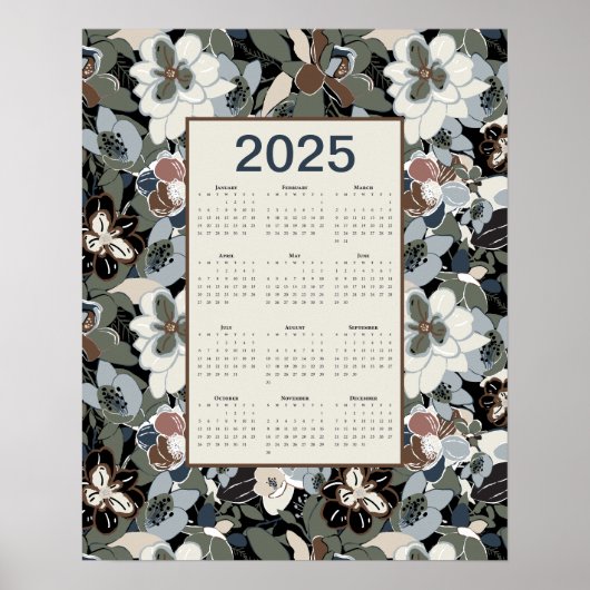 Poster Calendrier floral de Magnolia 2025 (Devant)