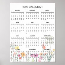 Calendrier floral simple mais élégant 2026 |