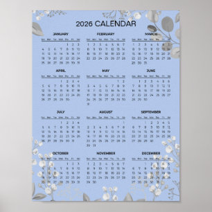 Poster Calendrier floral simple mais élégant 2026   