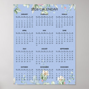 Poster Calendrier floral simple mais élégant 2026