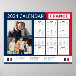 Poster Calendrier français en anglais Ajouter Votre Pho