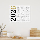 Poster Calendrier Gold Black 2026 moderne (Cuisine)