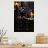 Poster Calendrier Goldendoodle noir 2026 (Cuisine)