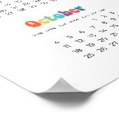 Poster Calendrier Hippie 2025 des années 60 rétro (Coin)