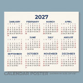 Poster Calendrier Horizontal 2027 Toutes Vos Couleurs