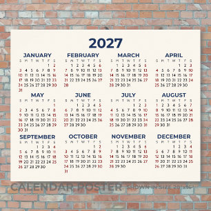 Poster Calendrier Horizontal 2027 Toutes Vos Couleurs