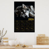 Poster Calendrier Husky sibérien 2026 (Cuisine)