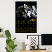 Poster Calendrier Husky sibérien 2026 (Bureau à domicile)