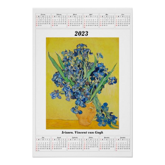 Poster Calendrier Irisse pour 2023 Vincent van Gogh Poste (Devant)