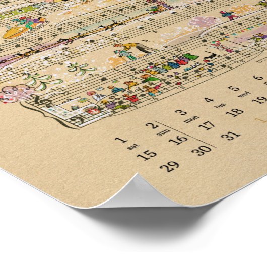 Poster Calendrier janvier Happy Notes 2022 (Coin)