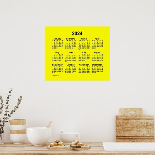 Poster Calendrier jaune 2024 par Janz Imprimer (Cuisine)