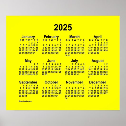 Poster Calendrier jaune 2025 de Janz Print (Devant)