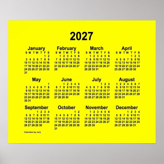 Poster Calendrier jaune 2027 par Janz Imprimer (Devant)