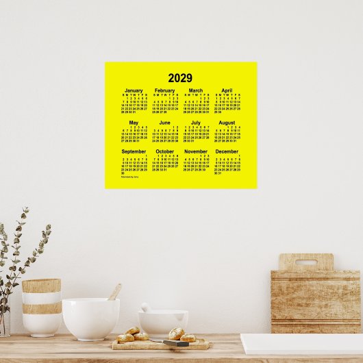 Poster Calendrier jaune 2029 par Janz Imprimer (Cuisine)