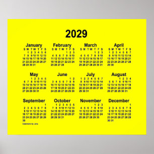 Poster Calendrier Jaune 2029 par Janz Print