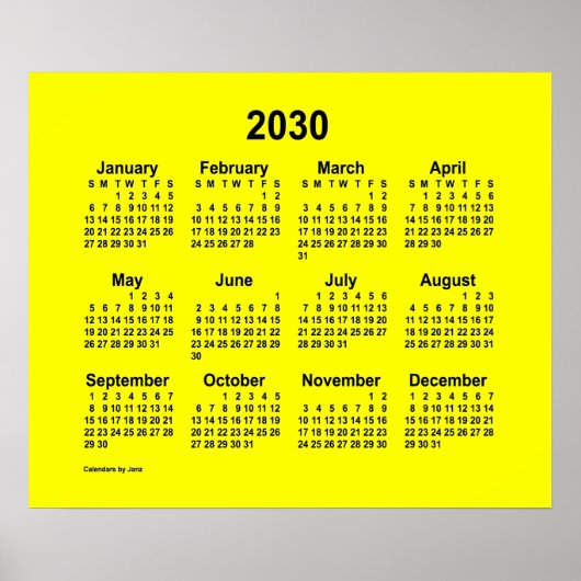 Poster Calendrier Jaune 2030 de Janz Print (Devant)