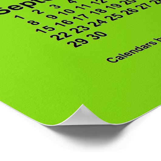 Poster Calendrier Jaune Vert 2030 par Janz Print (Coin)