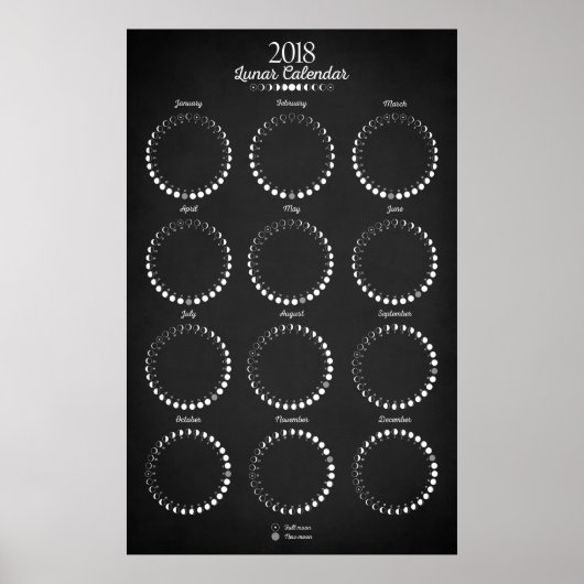 Poster Calendrier lunaire 2018 Noir (Devant)