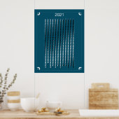 Poster Calendrier Lunaire 2021 Bleu (Cuisine)