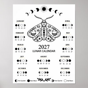 Poster Calendrier lunaire céleste de la lune de sorceller