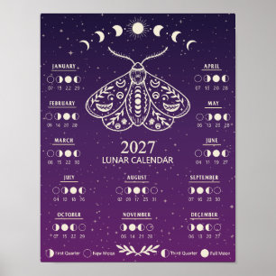 Poster Calendrier lunaire céleste de la sorcellerie de la