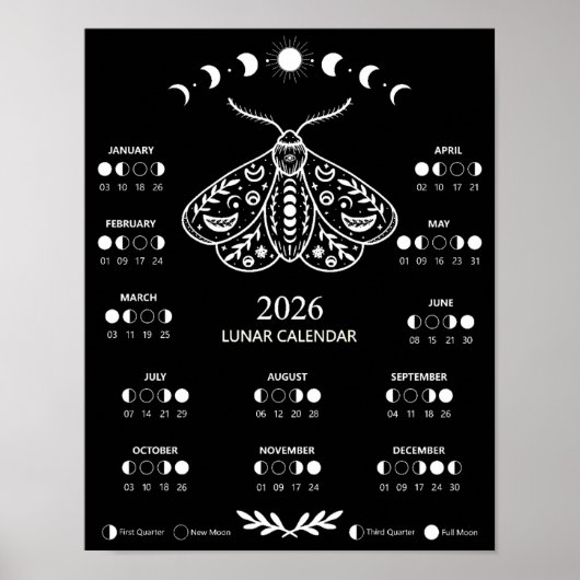 Poster Calendrier Lunaire de la Lune Céleste du Papillon  (Devant)