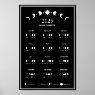 Poster Calendrier lunaire de la phase lunaire 2025