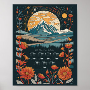 Poster Calendrier lunaire du cycle lunaire 2024 Hémisphèr