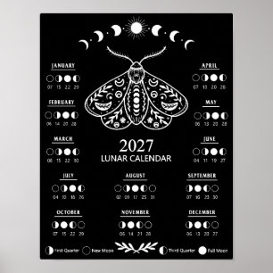 Poster Calendrier Lunaire Mensuel de la Sorcellerie 2027