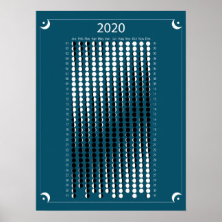 Poster Calendrier Lune 2020 - Bleu