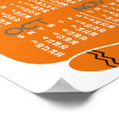 Poster Calendrier mensuel 2021 Chat Orange Mid-Century (Coin)