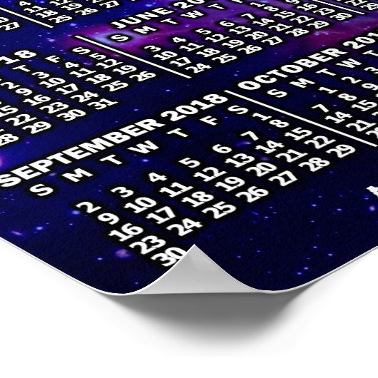 Poster Calendrier mensuel de l'année 2018 Espace Nébuleus (Coin)