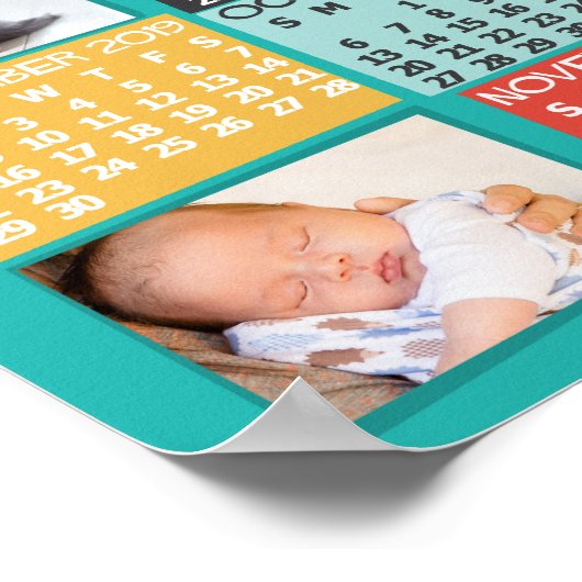 Poster Calendrier mensuel de l'année 2019 Collage photo m (Coin)