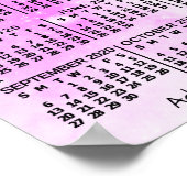 Poster Calendrier mensuel de l'année 2020 Aquarelle rose  (Coin)