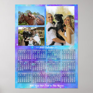 Poster Calendrier mensuel de l'année 2022 Boho Aquarelle