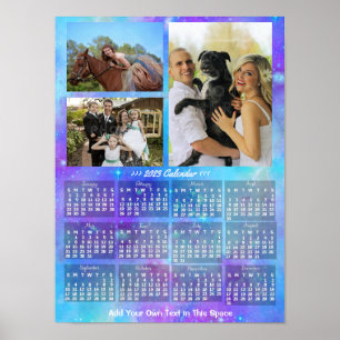Poster Calendrier mensuel de l'année 2023 Boho Aquarelle