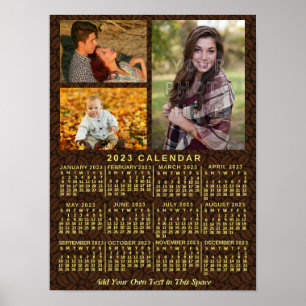 Poster Calendrier mensuel de l'année 2023 Grains de café