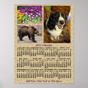 Poster Calendrier mensuel de l'année 2023 Grains de café 