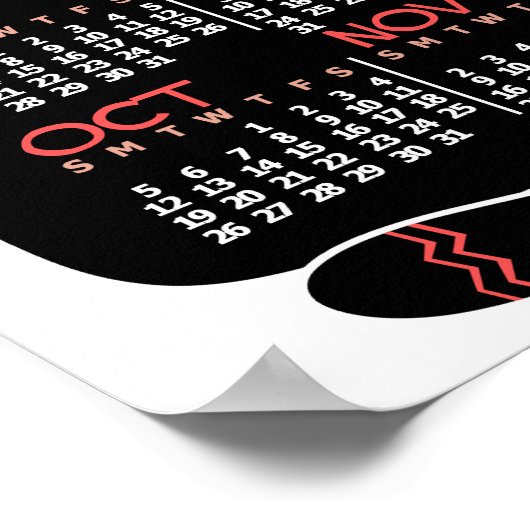 Poster Calendrier mensuel de l'année 2025 Chat noir de mi (Coin)